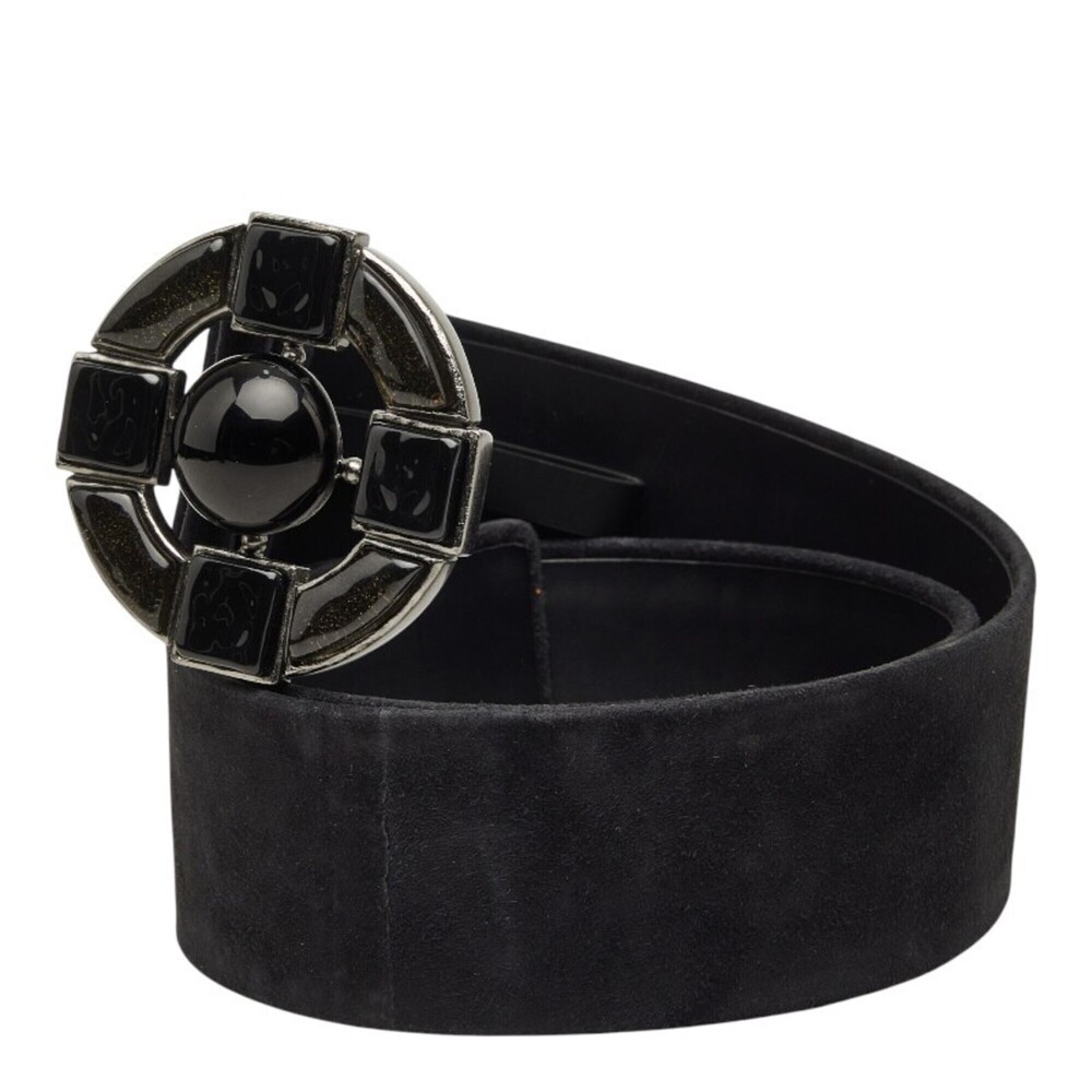 Chanel belt, size 80 (32), black suede, with colored stones, for women. - Picture 2 of 7